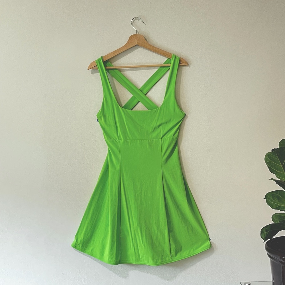 brat neon green Outdoor Voices crossback dress size L